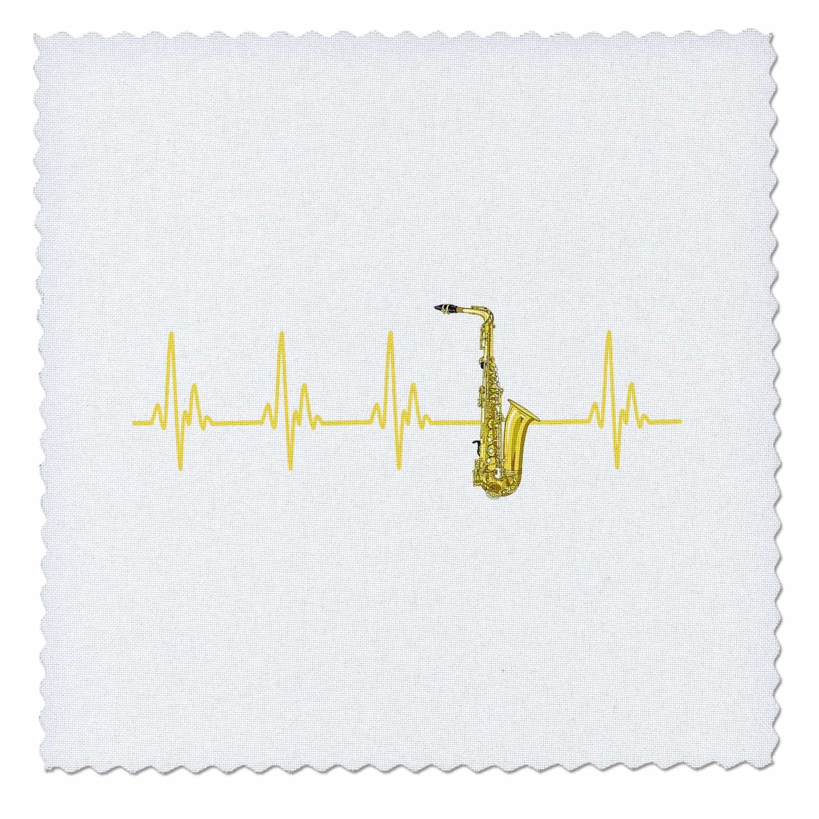 6x6 inch Quilt Square - A EKG Heartbeat line with a Brass Saxophone, if You Love The Sax. Creative Studios – Music