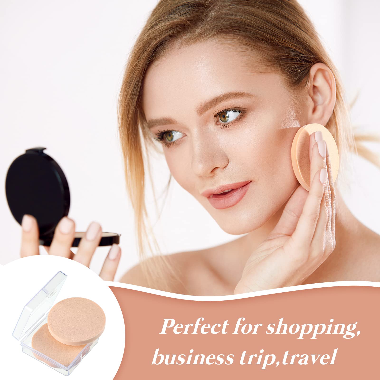 100 Esponjas de Maquillaje Redondas Esponjas Cosméticas Soplos de Polvo Compactos de Imprimación Redonda con Estuche Transparente Esponjas Aplicadoras de Maquillaje para Base de Maquillaje Cosméticos