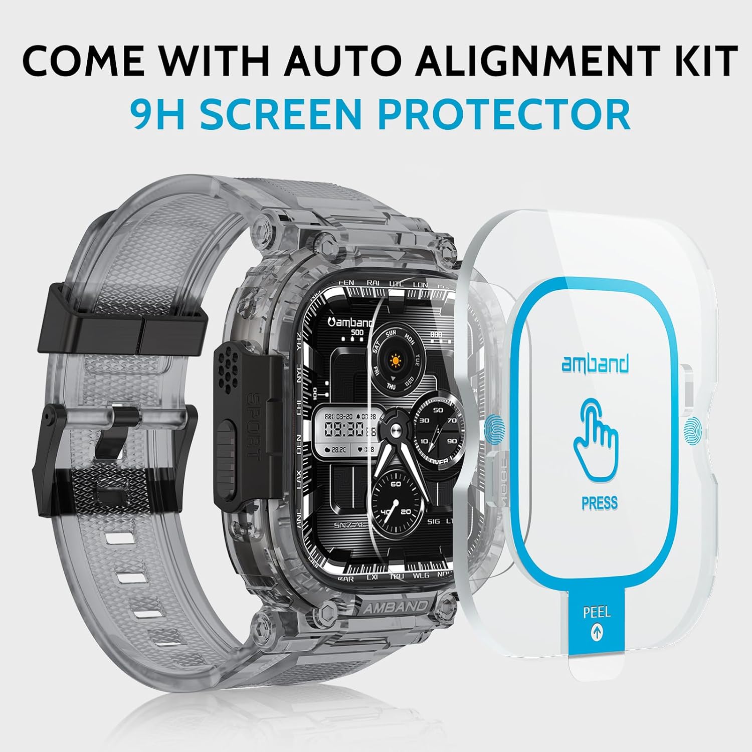 amBand M1 Sport Case Band for Apple Watch Ultra 3/2/1 & SE 3/2/1 & Series 11 10 9 8 7 6 5 4 3 49mm 46mm 45mm 44mm 42mm 41mm 40mm 38mm, Shockproof & Scratch Resistant Rugged Bumper for Men - Image 2