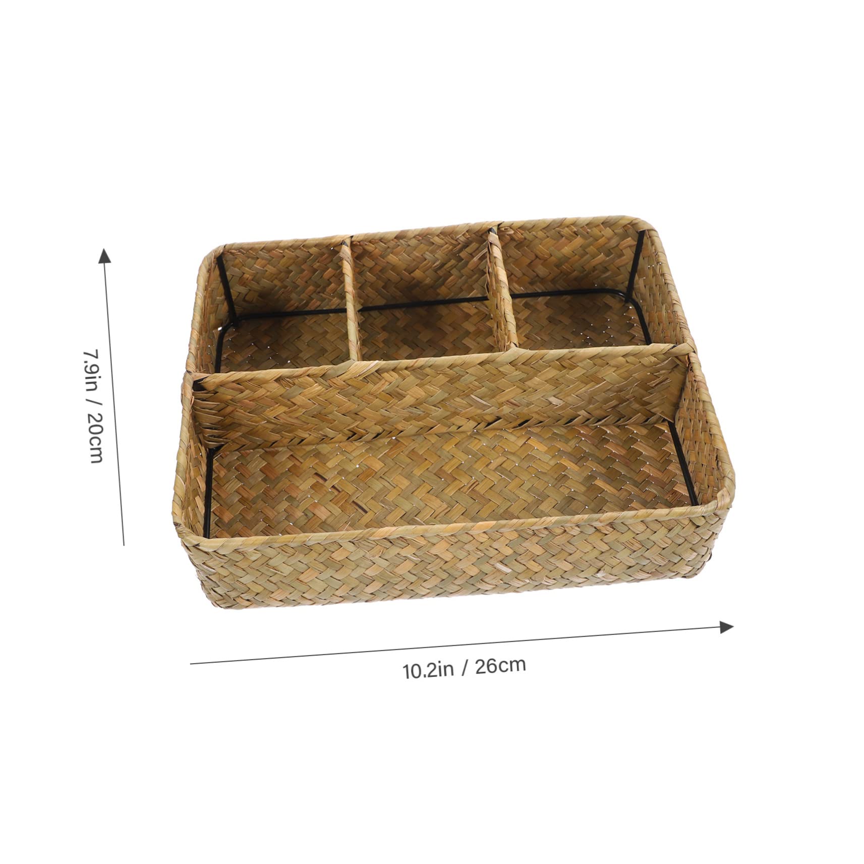 Unomor Desktop Storage Basket Small Storage Basket Multipurpose Basket Wicker Storage Basket Divided Cutlery Holder Coffee Station Condiment Organizer Desktop Storage Bins Tea Bag Seaweed