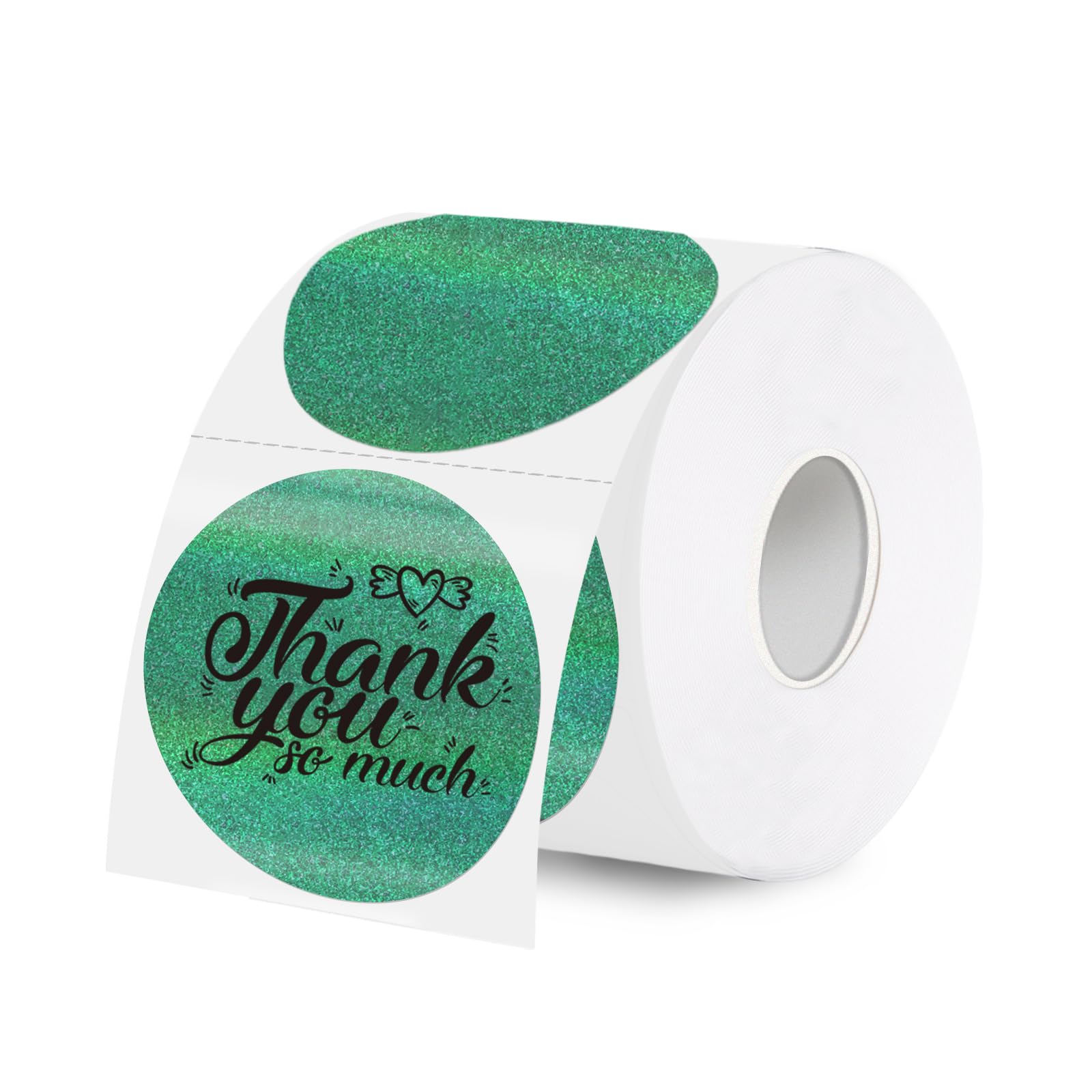 WANGHENG 2 Inch Holographic Thermal Labels,Green Round Thermal Printer Labels,Printable Round Thermal Printer Labels Self-Adhesive Direct Thermal