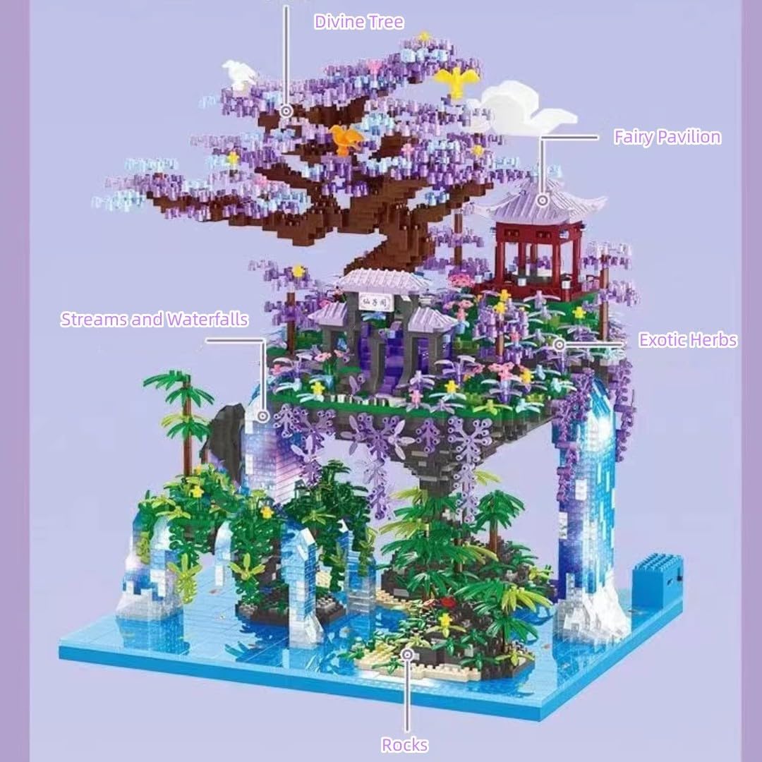 Pasyru Fairy Pavilion Tree House Building Set with labeled features