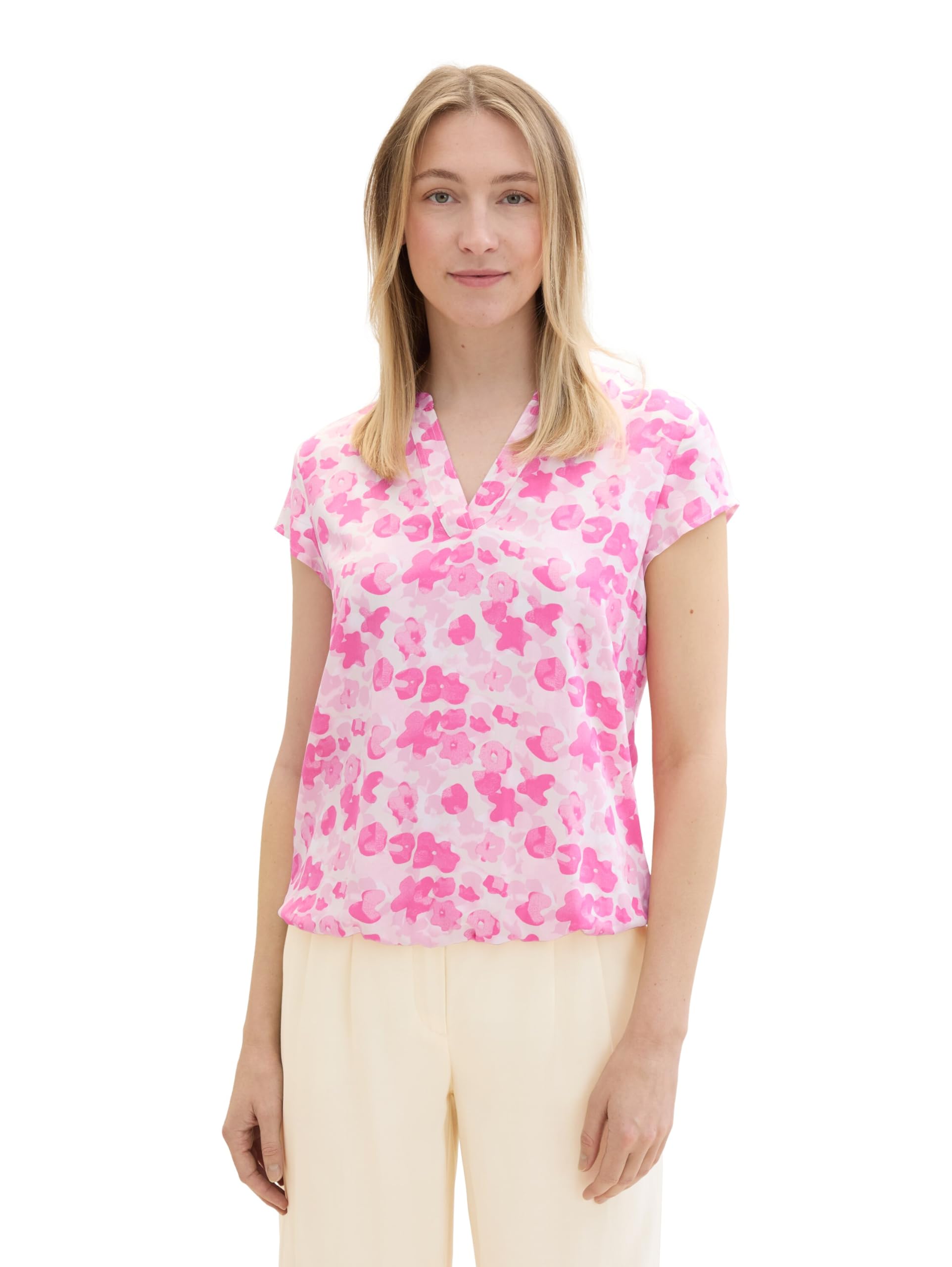 TOM TAILOR Women's 1035245 Blouse, 34843-Apricot Abstract