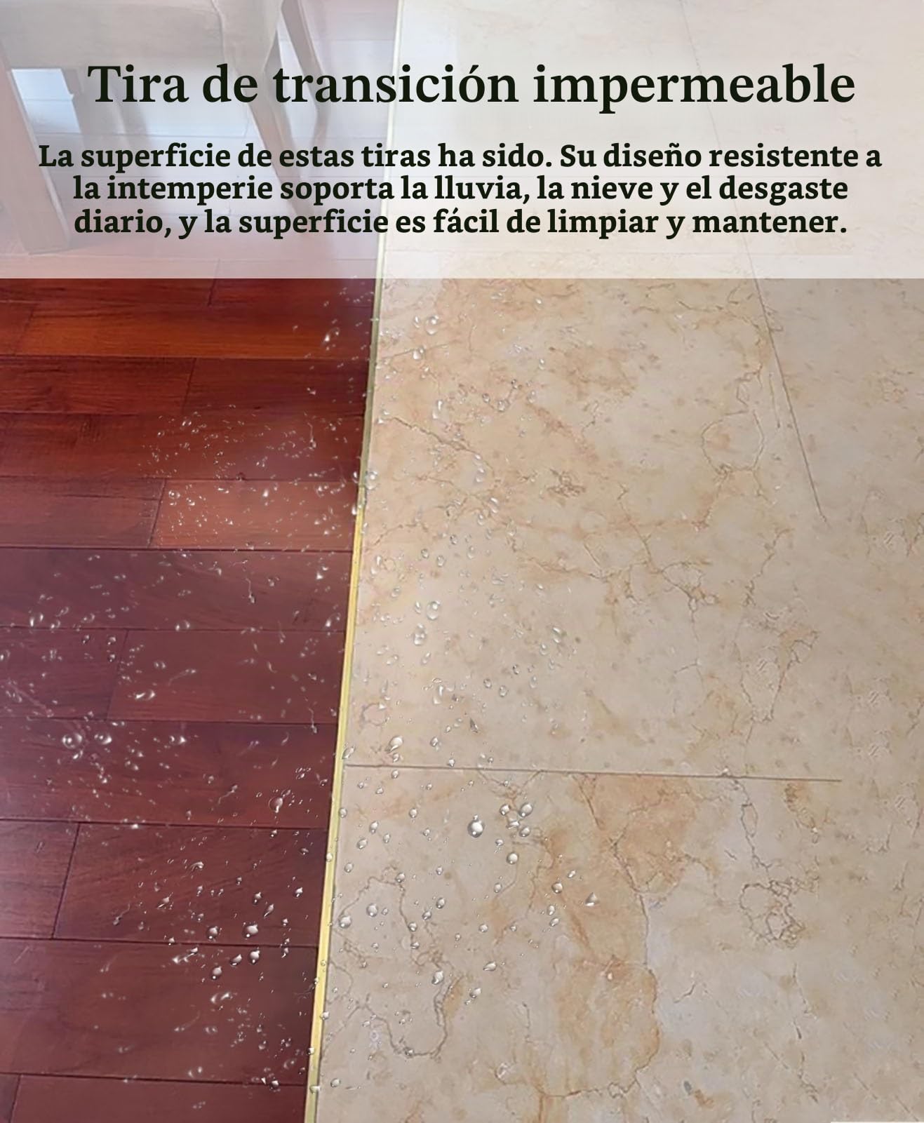 Perfil TransicióN Tira de Transición para Suelo, Sólida, Cepillada en Dorado. Transición de Umbral de Latón Resistente para Puertas. Molduras Decorativas con Costura Plana para Vinilo de Madera(1m(39i
