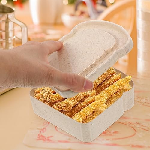Miniatura 6 de Kichvoe Caja de sándwich con forma de tostada, pan de sándwich, contenedores de almacenamiento de alimentos, caja de almuerzo, sándwich Keeper