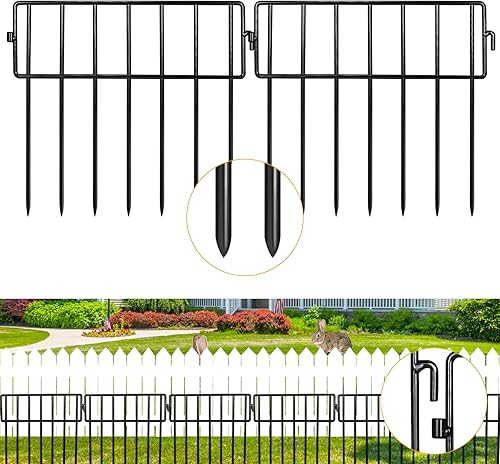 Miniatura 2 de Adavin Cerca de barrera negra para animales pequeños, paquete de 28 cercas decorativas subterráneas de 12 pulgadas de largo x 10 pulgadas de alto,