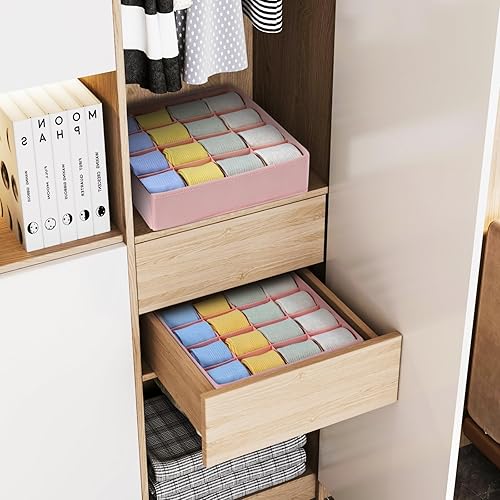 Miniatura 191 de Joyoldelf Organizador de cajones para calcetines, organizador de ropa interior, organizador de 16 celdas de tela, cajas de almacenamiento para Beige