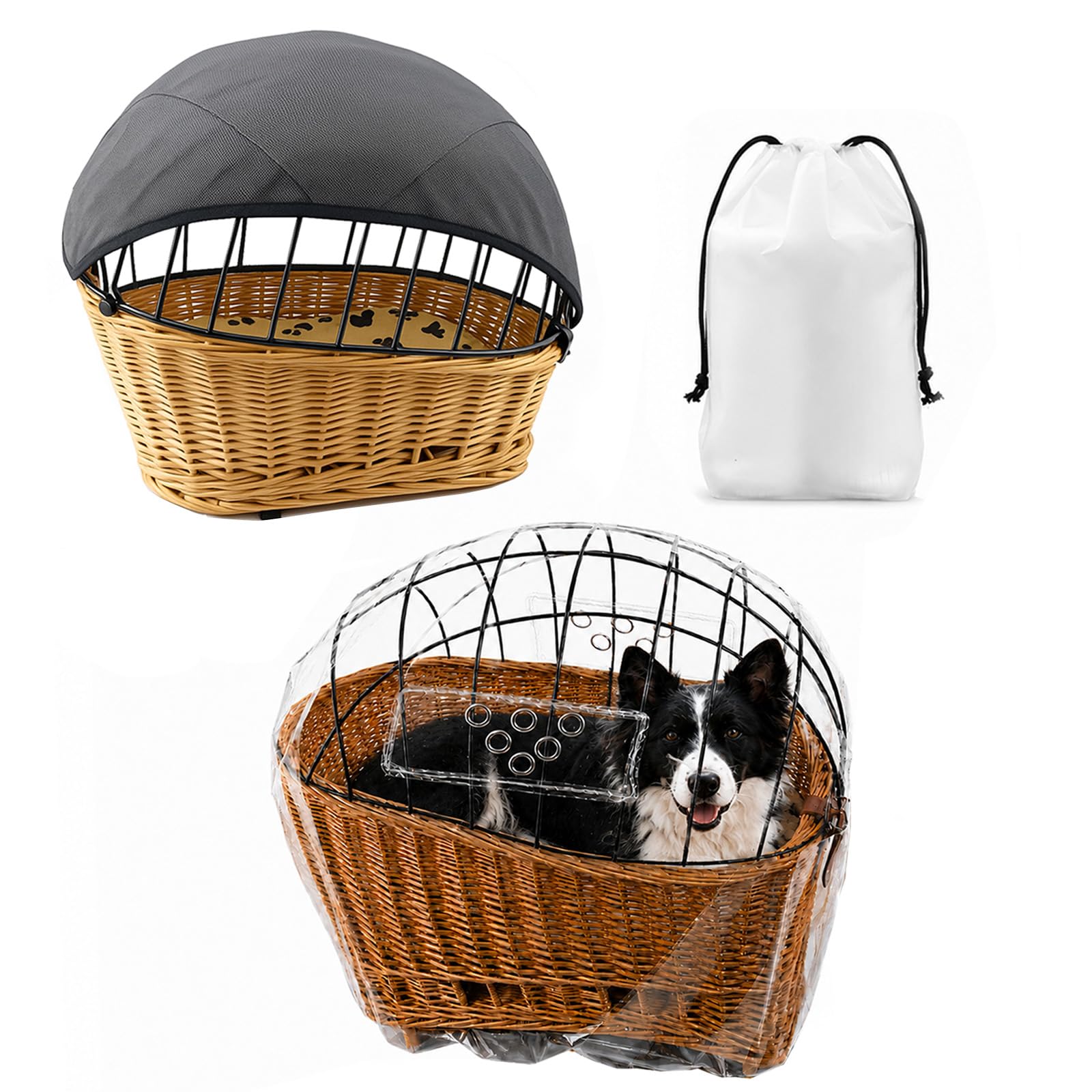 Awning and Rain Cover Bicycle Basket Dog Set