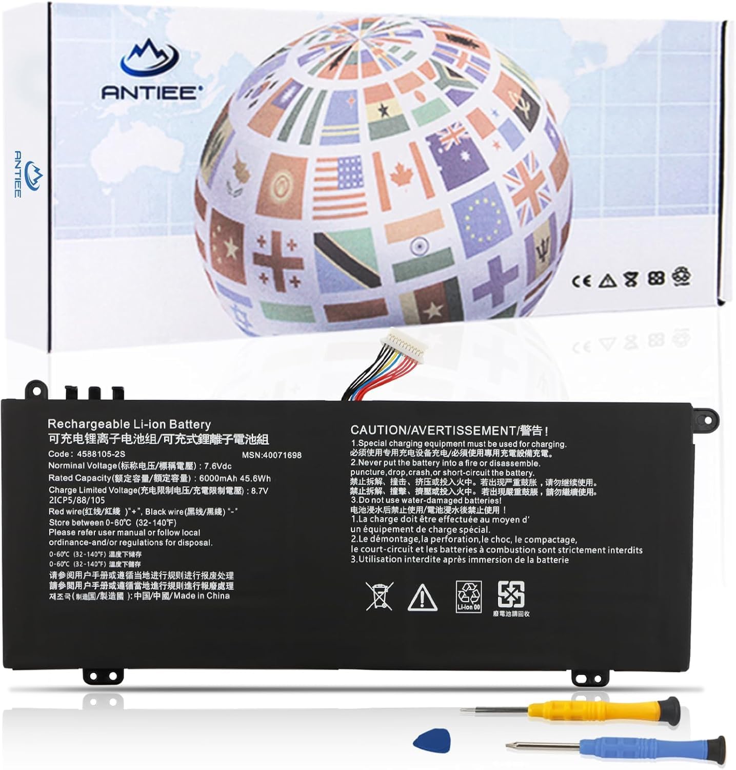 ANTIEE 4588105-2S 4588106-2S Bateria do laptopa kompatybilna z Dy-naBook Satellite Pro C50-G C50-E C50-H C50-J C40-G C40-H C40-J C50-G-101 C50-G-10K, C50-G-102 C50-G-102 C50-G-102 C50-J-129 Medion