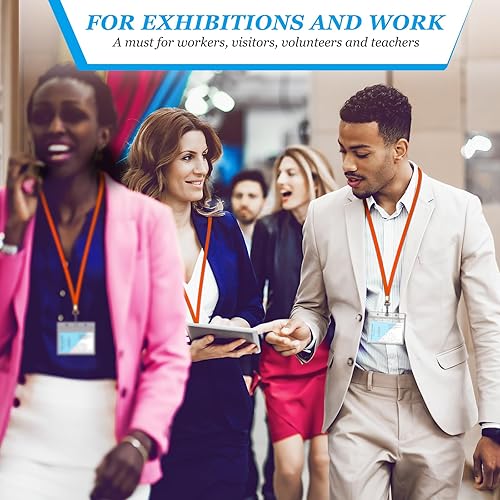 Vista 19 de Paquete de 50 cordones negros a granel para portatarjetas de identificación, plano duradero con gancho giratorio y clip para insignia