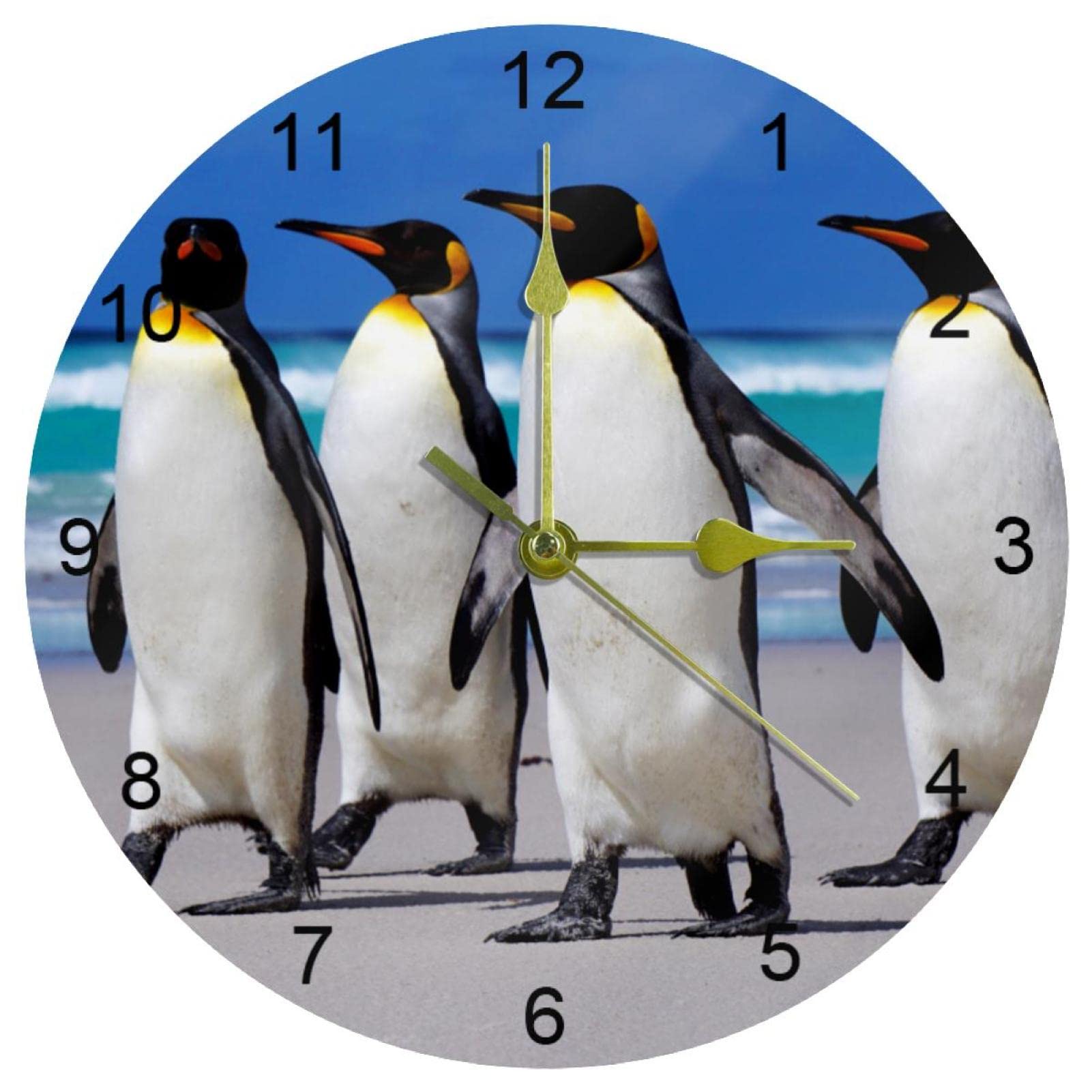 Horloge murale pingouin 25cm silencieuse pour cuisine avec chiffres arabes