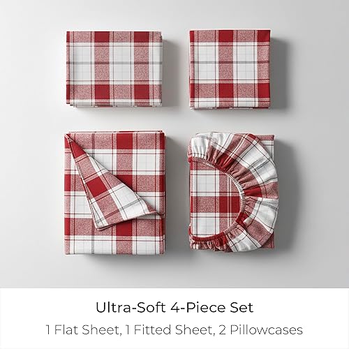 Miniatura 3 de Mellanni - Juego de sábanas de franela de lujo, 4 piezas, algodón 100% orgánico pesado de 6.35 ozm, ligeras, acogedoras, de fácil cuidado, esquinas