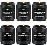 6-Pack Masculine Scented Soy Candles for Men - Aromatherapy Gift Set, 42oz 300-Hour Burn, Birthday Christmas Gifts
