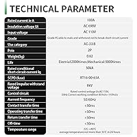Vista 7 de 100Amp AC110V Interruptor de Transferencia Automático/Manual 2P 50/60Hz, 2POLE 100A Mini ATS Interruptor Solar Auto de Energía Dual para Generador