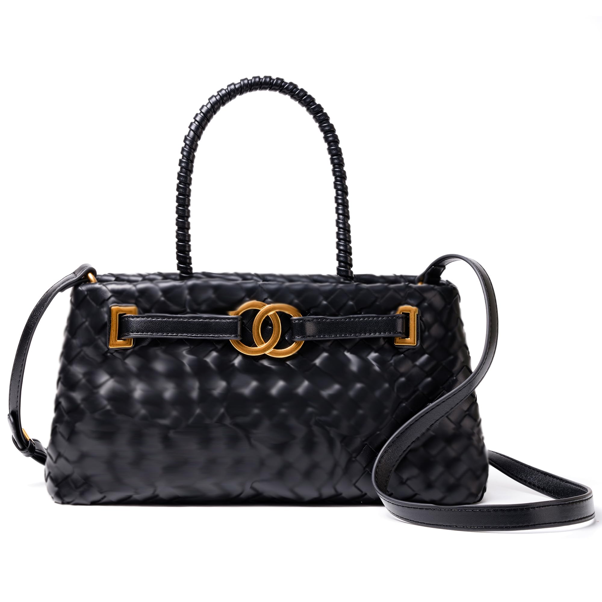 Quelis Woven Tote Bag, Woven Leather Handbag, Evening Clutch Purses for Women,Top Handle Shoulder Crossbody Handbag