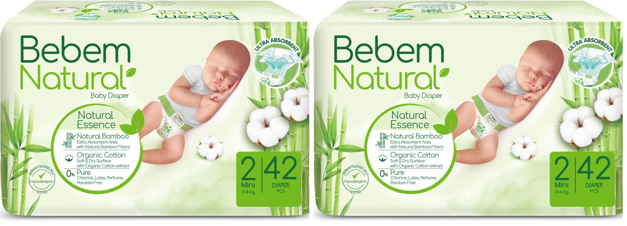 Bebem Natural 2 Beden Mini Bebek Bezi (1 x 42 Adet) 2li paket