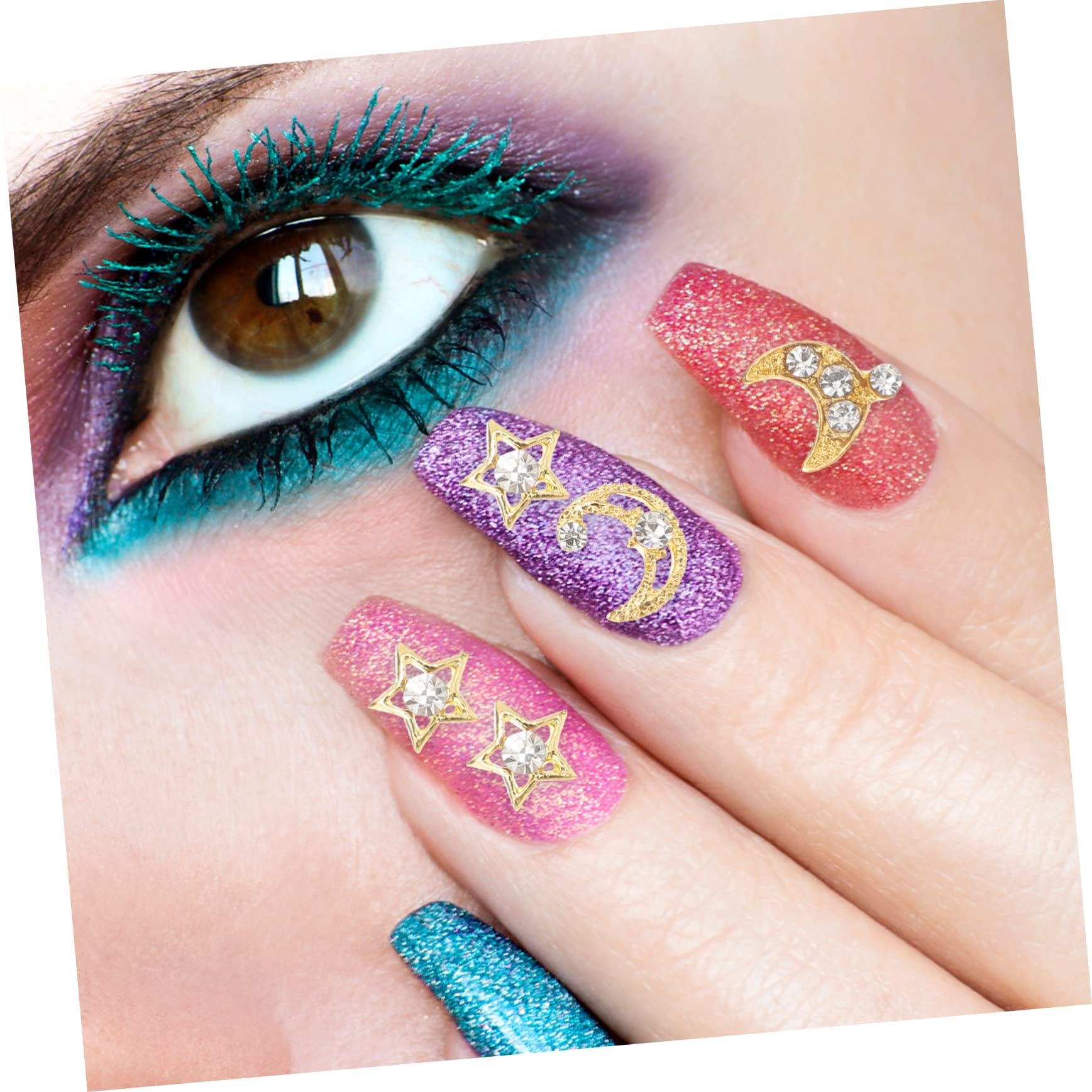 SHERCHPRY 4 Set Ciondoli Unghie Metallo Decorazioni Per Nail Art Accessori Glamour Per Unghie Con Facili Applicare E Personalizzare 30 Pezzi*4