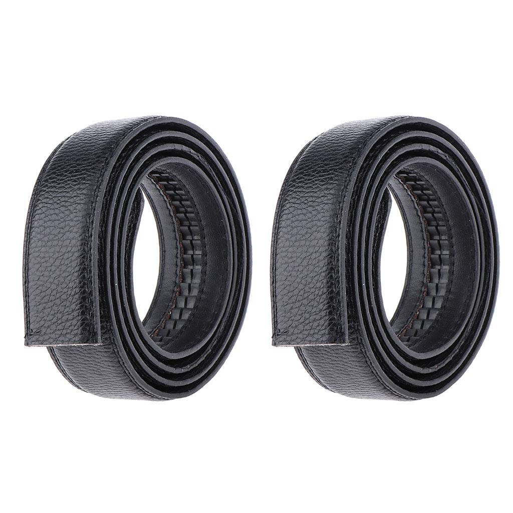 Fenteer 2x Men Casual Formal Automatic Waist Strap Belts Slide Waistband Without Buckle
