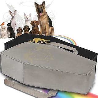 Pet Casket Burial Bag for Cats Dogs, Eco-Friendly Pet Burial Box for Small 23.6″Coffin for Pet Loss Gift(Grey, S)