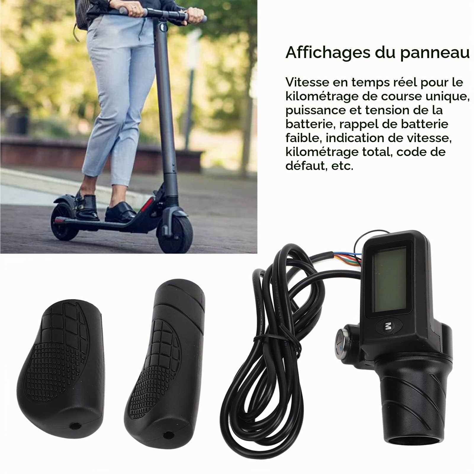 Alomejor Ensemble de Poignées D'Affichage pour Vélo électrique, Poignée D'accélérateur Torsadée avec écran LCD 805 pour Vélos électriques, Scooters avec Affichage des Données
