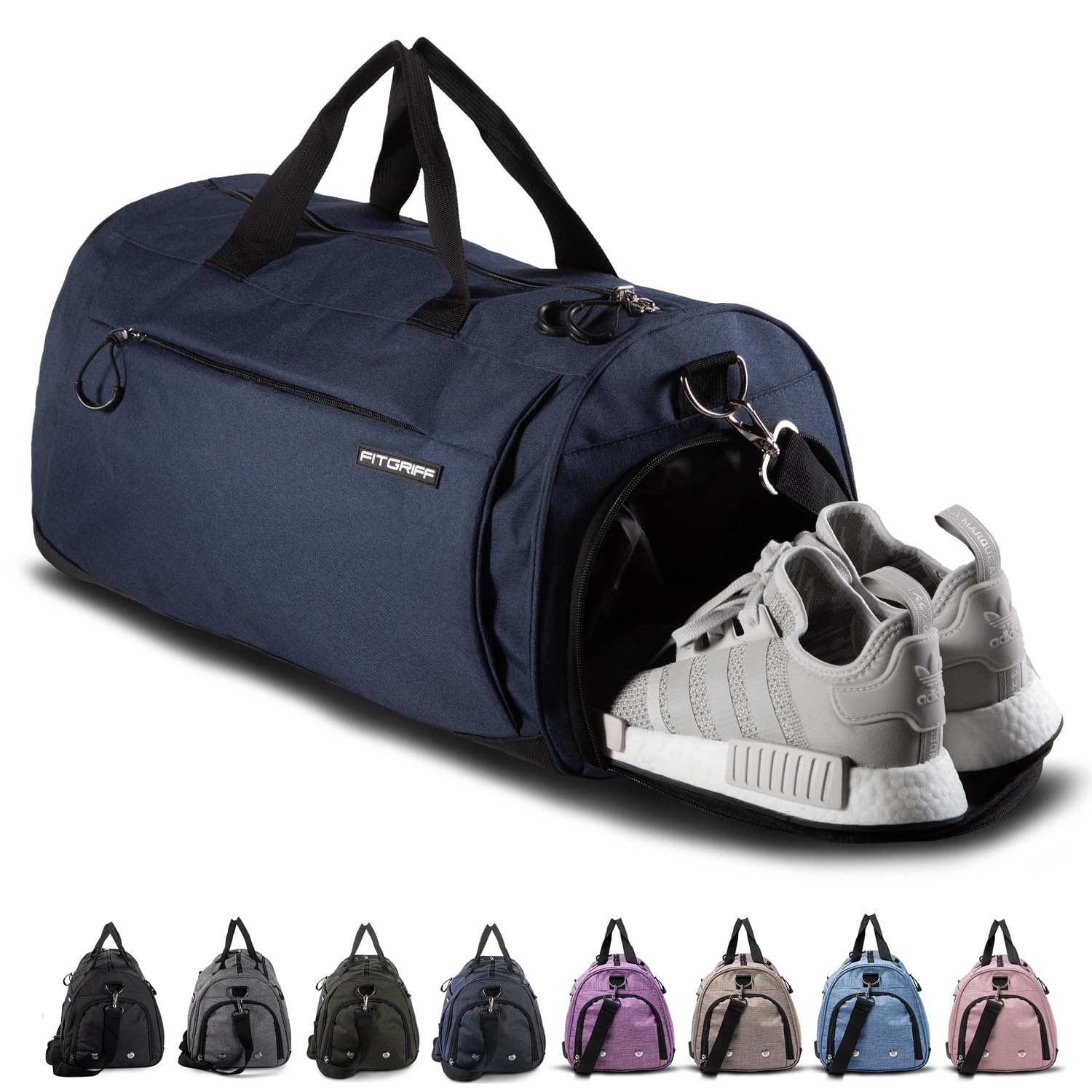Fitgriff® Bolsa Deporte Gimnasio, de Fitness, Hombre y Mujer, Gym - Bolsa de Viaje Macuto con Zapato y Compartimento Húmedo