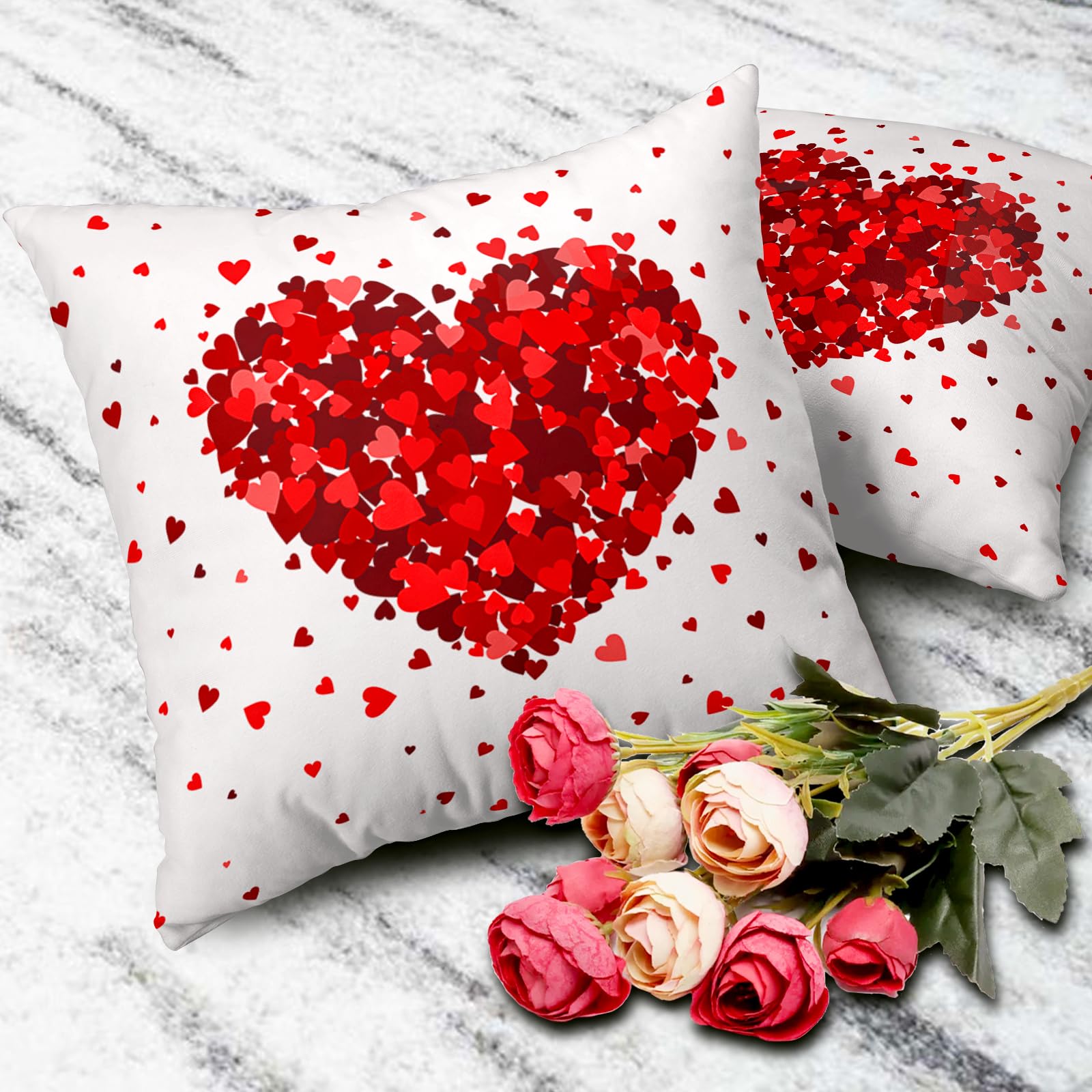 4TH Emotion Funda De Cojín Para El Día De San Valentín, 18 X 18 Pulgadas, Algodón Y Lino, Corazón Rojo, Decoración Del Hogar