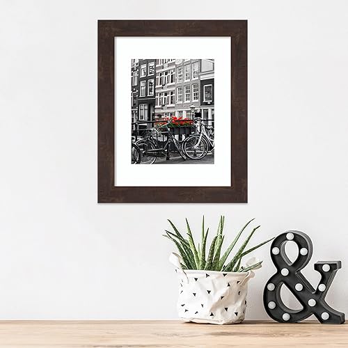 Miniatura 6 de Amanti Art Fresco - Marco de fotos de madera de nogal oscuro, tamaño de apertura de 11 x 14 pulgadas (mate a 8 x 10 pulgadas)