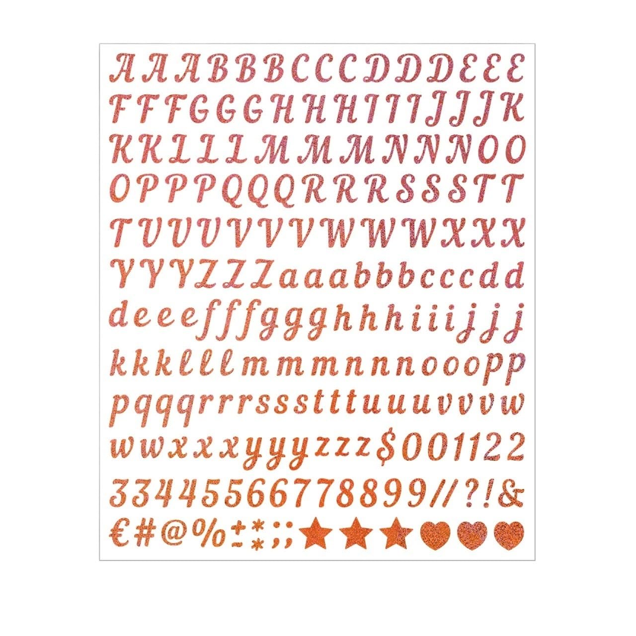 Self-Adhesive Gold Glitter Alphabet Stickers - 6 Sheets 0.5" Letters & Numbers for Crafts(Pink)