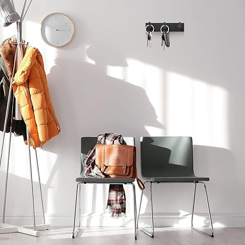 Miniatura 2 de PureGuard Soporte para llaves de pared, ganchos negros autoadhesivos de metal para llaves con 3 ganchos para llaves montado en la pared, organizador