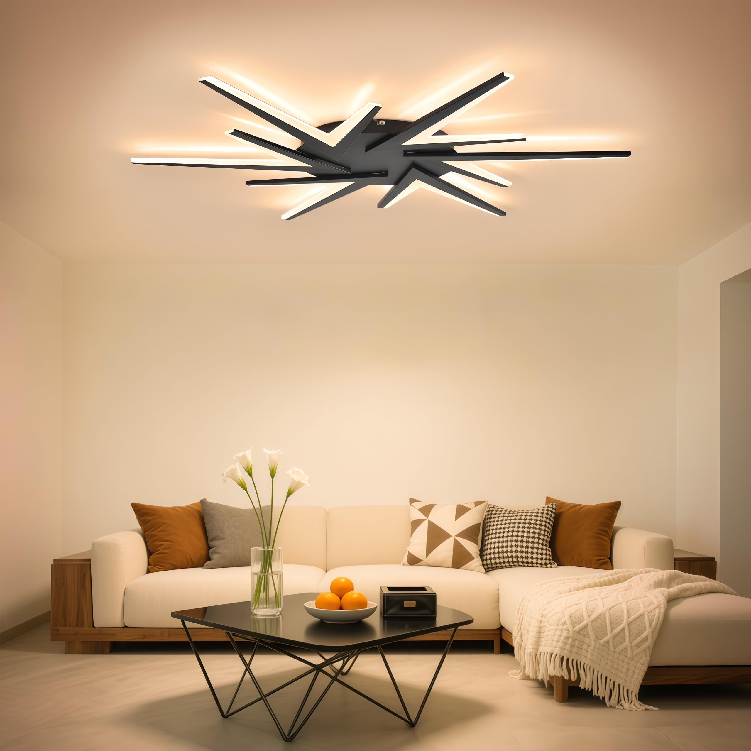 LED Deckenleuchte Dimmbar, 55W Deckenlampe LED mit Fernbedienung, 90cm Wohnzimmerlampe APP Farbwechsel, Moderne Deckenlampe Wohnzimmer Lampe wohnzimmer, Energie Sparen Dimming Lampen Schlafzimmerlampe