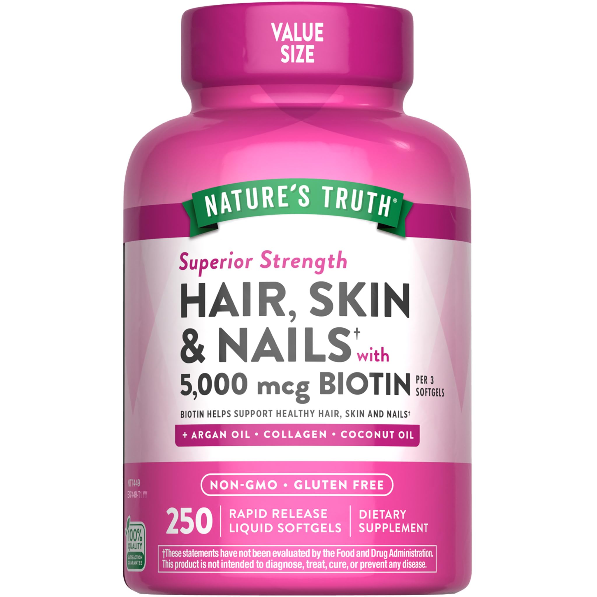 Nature's Truth Hair, Skin & Nails Vitamins | 5000mcg | 250 Softgels