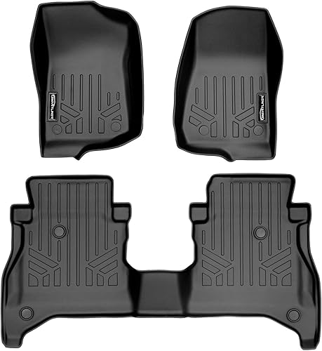 SMARTLINER Juego de alfombrillas de suelo de ajuste personalizado, 2 filas, color negro, compatibles con Jeep Gladiator 2020-2023 con almacenamiento