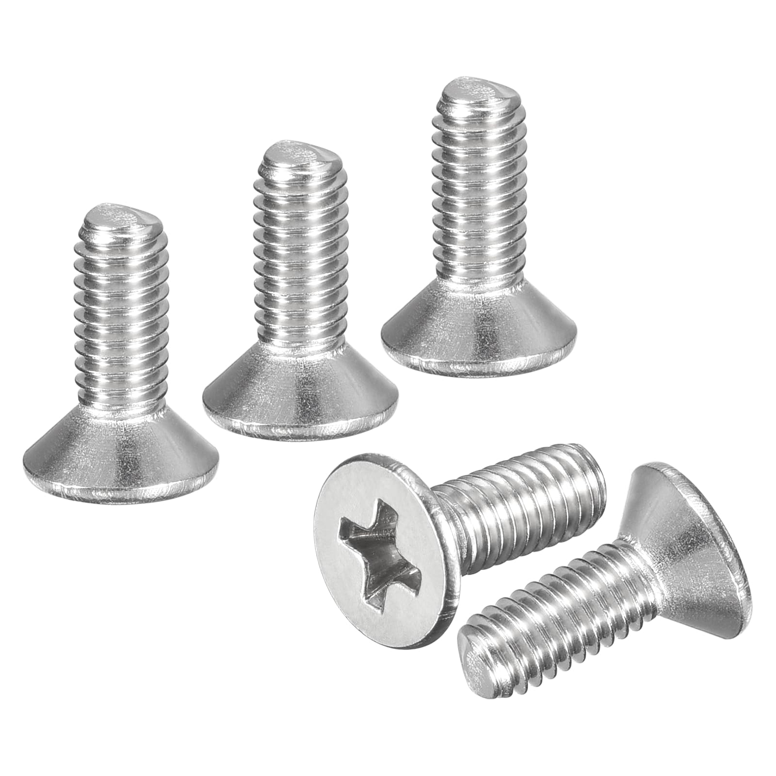 DTGN 5/32"-32x1/2" Phillips Countersunk Head Bolt - 50pcs - Good for Outdoor Machinery Fastening Maintenance - 304 Stainless Steel Flat Head Machine Screw Bolt - Silver Color