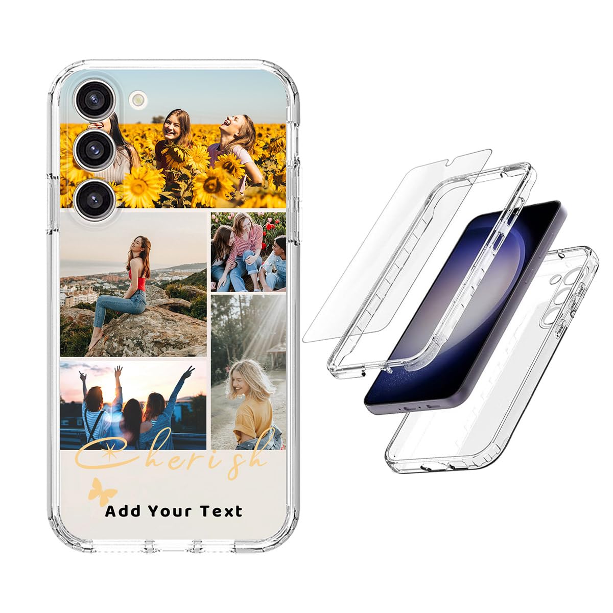 Personalized for Samsung Galaxy S23/S23 Plus/S23 Ultra 5G Phone Case Clear,[Military Grade Drop Protection] Transparent Heavy Duty Shockproof