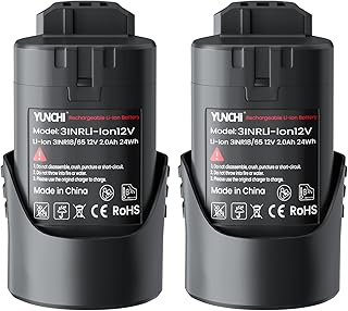 YUNCHI 2.0 Ah Batería compatible con el sistema Bosch Professional de 12V, batería de repuesto para herramientas Bosch Blau de 10.8V - 12V, paquete de 2