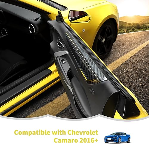 Miniatura 5 de Cubierta de decoración para reposabrazos de panel de puerta interior, accesorios de decoración interior para Chevrolet Camaro 2016-2022, textura de