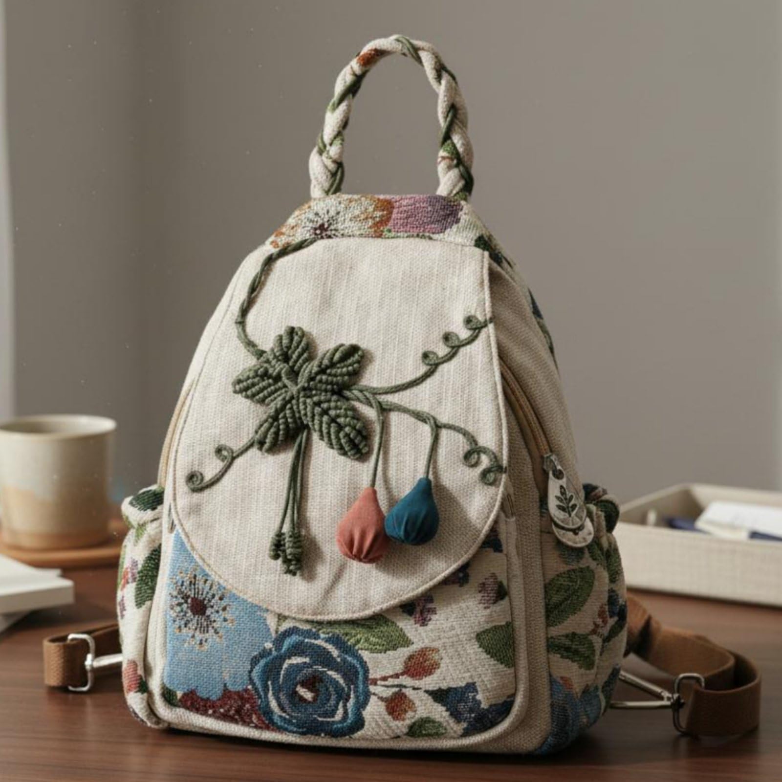 Zaino Boho Zaino Donna Zainetto Borsa a Tracolla Borsa Multiuso in Tela con Design Convertibile E Spallacci Regolabili per Portabilità Adatto a Pendolarismo Viaggi Casual Scuola
