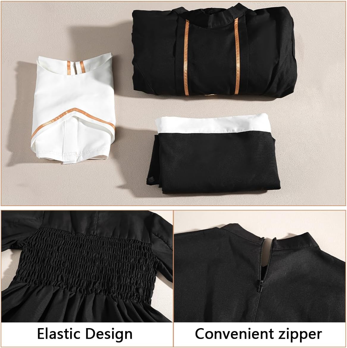 Nuoqi Nun Costume Woman Gothic Dress with Headpiece Halloween Cosplay Nun Outfit Set