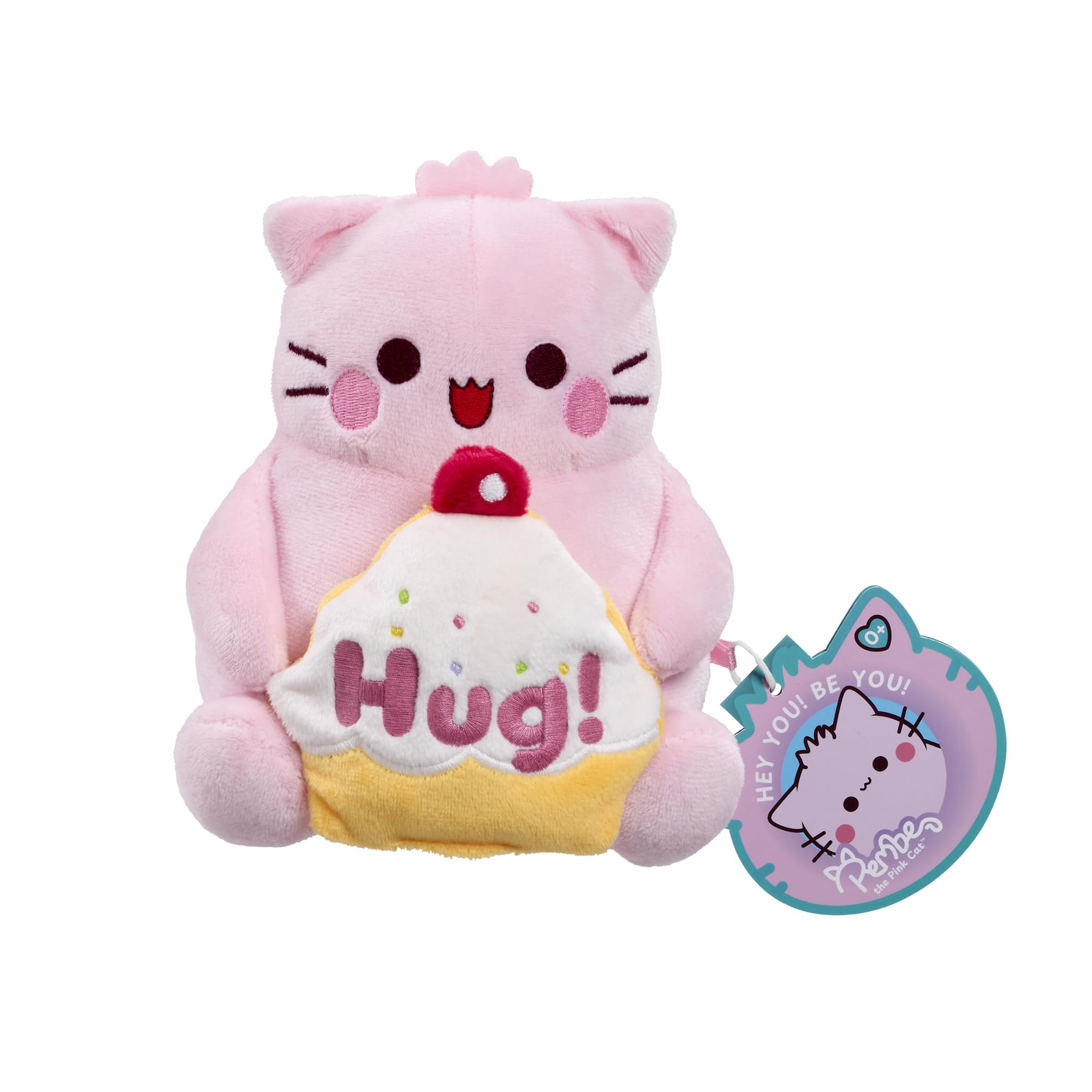 Rainbow Designs Pembe Hug Pink Cat Soft Toy, 15cm Kawaii Plush holding Star, Cute Collectable Gift for Kids & Adults, Soft Fabric Stuffed Animal, Positive & Uplifting Small Plushie