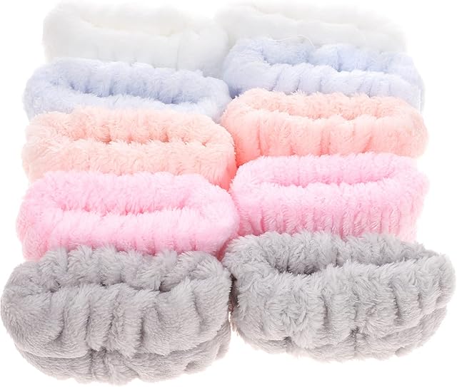 minkissy 10pcs and Bands Band Gifts Towel Women Girls Elastic Christmas Wash Washband Sports Flannel from Birthday Microfiber Wrist Sweatband Wristbands Make Spilling Absorbent Spa Washing