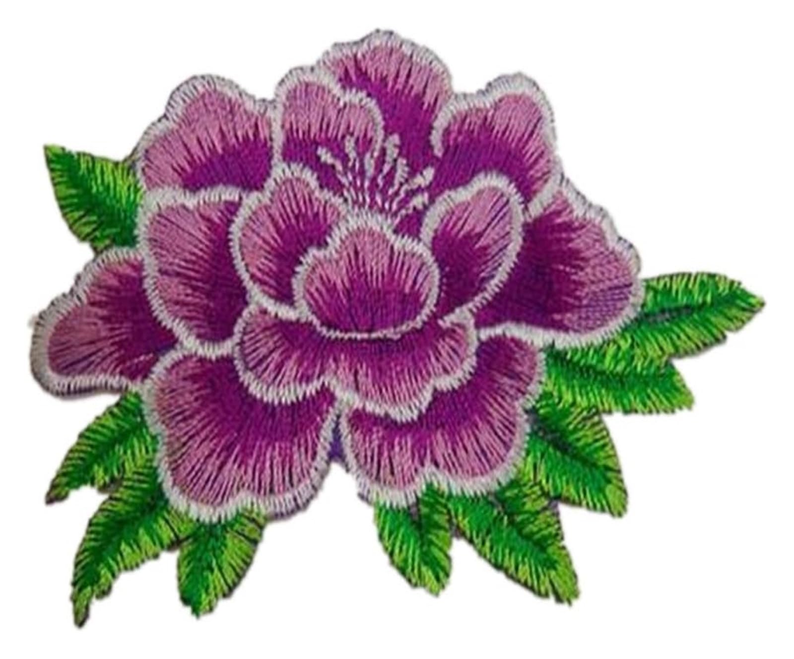 Apliques para ropa, Parches termoadhesivos con adornos de peonías decorativos(Purple)