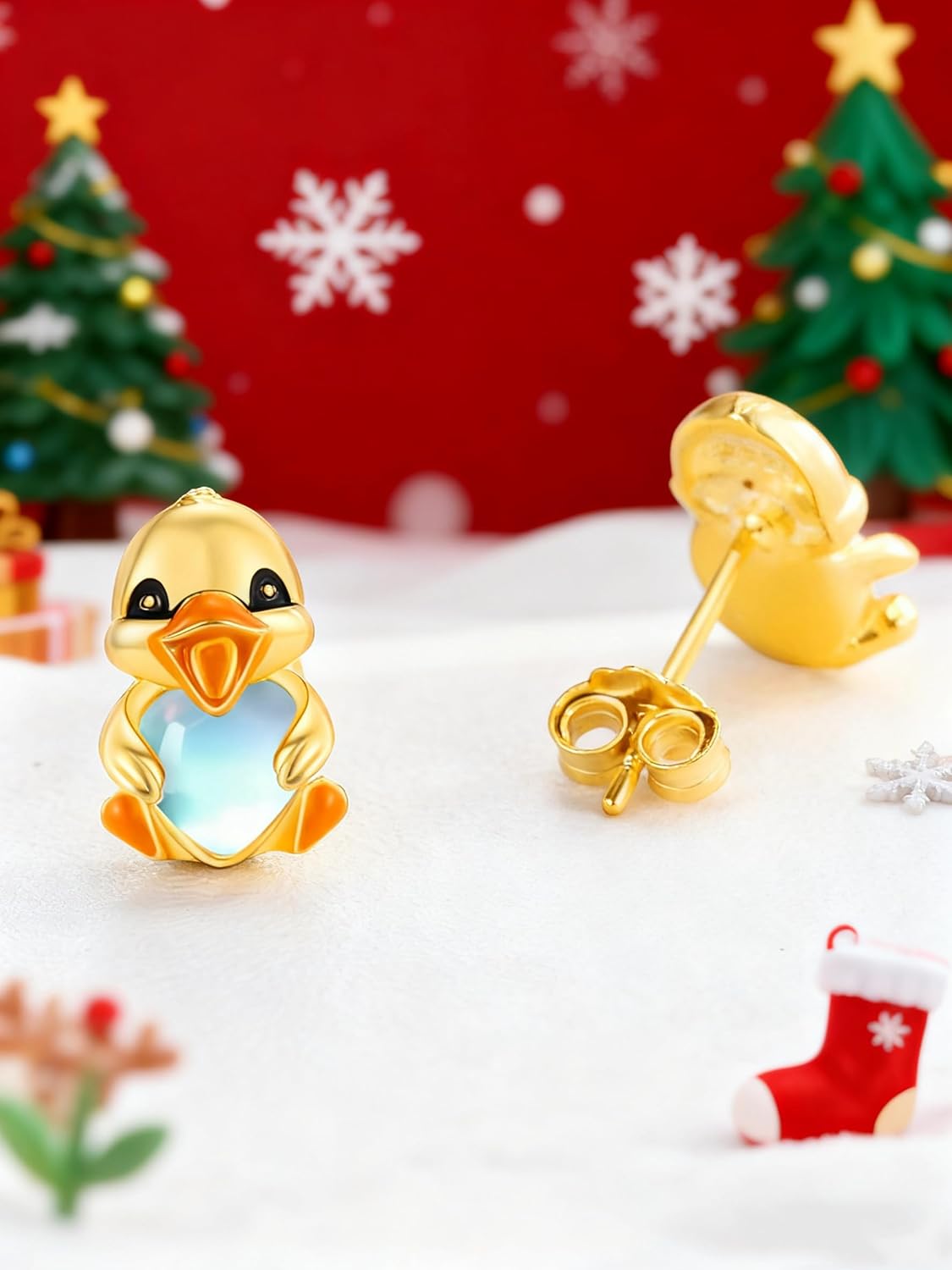 Dreamboat Cute Animal Stud Earrings Sterling Silver Hypoallergenic Sensitive Ears Moonstone Heart Earring Fashion Jewelry Gifts for Women Wife Daughter Grandkids Her - Image 2