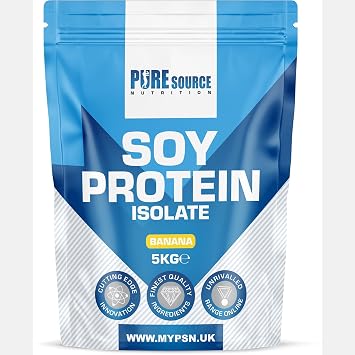 Pure Source Nutrition Soy Protein Isolate Powder 90% Protein 5Kg Banana Flavour SOYA Protein Vegan Powder for Superfood Supergreens Dairy Free Plant Based Protein 5kg, Banana