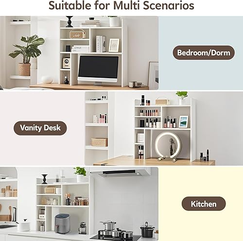 Miniatura 6 de TUKAILAi Organizador de estantería de escritorio, gabinete de almacenamiento de encimera con 7 estantes para escritorio, escritorio de dormitorio,