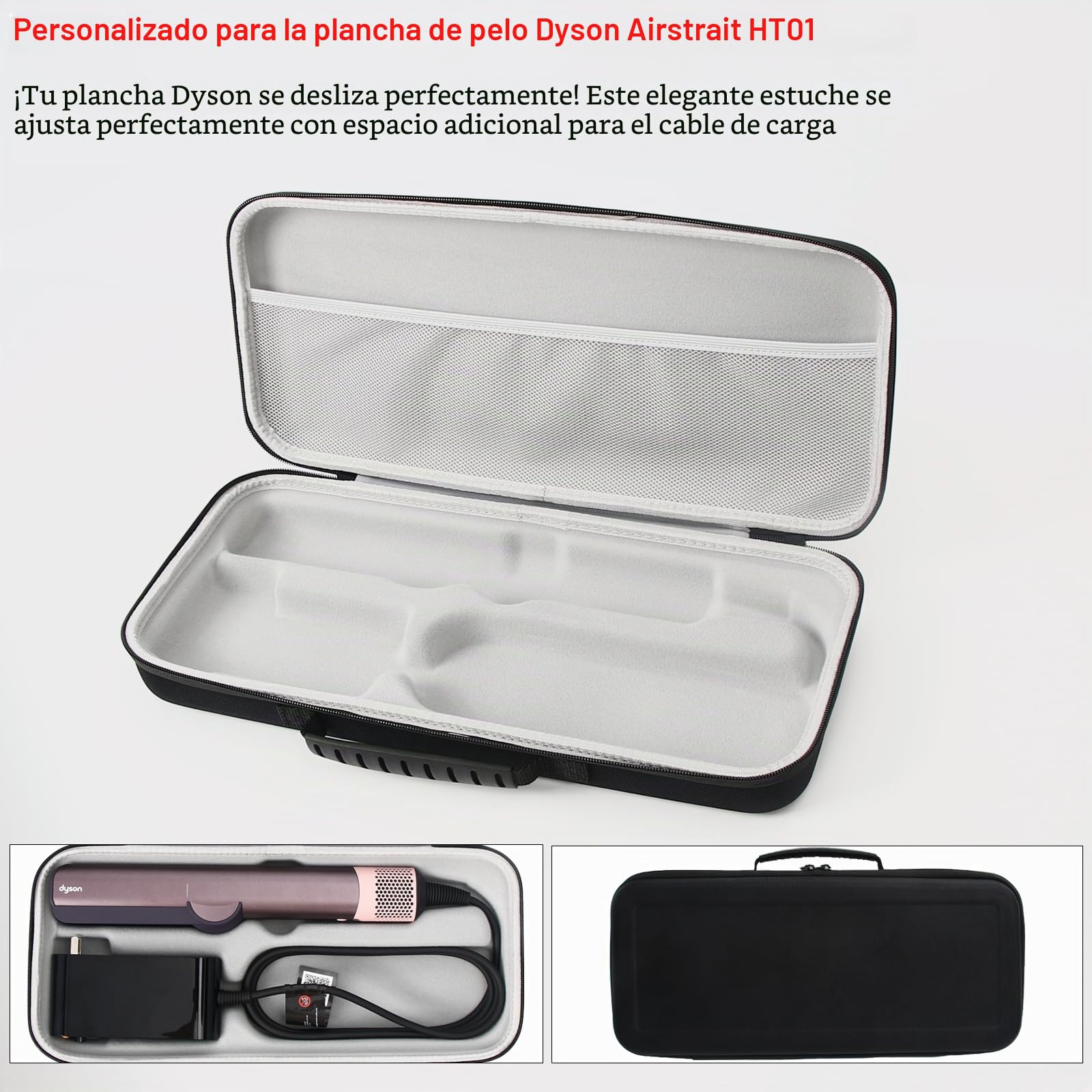 Funda rígida de viaje impermeable a prueba de golpes para Dyson Airstraight HT01, negro, M