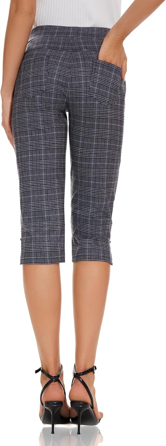 Ginasy Capri Pants for Women Casual Summer Dressy Pull On Stretch High Waisted Crop Work Leggings with Pockets - Image 2