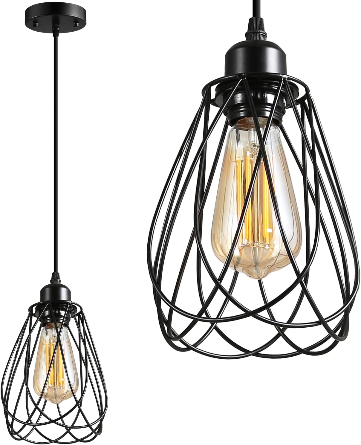 Laihezz 1 Pack Pendant Light ， Vintage Hanging Light Pendant Light Fixture ， Metal Pendant Light