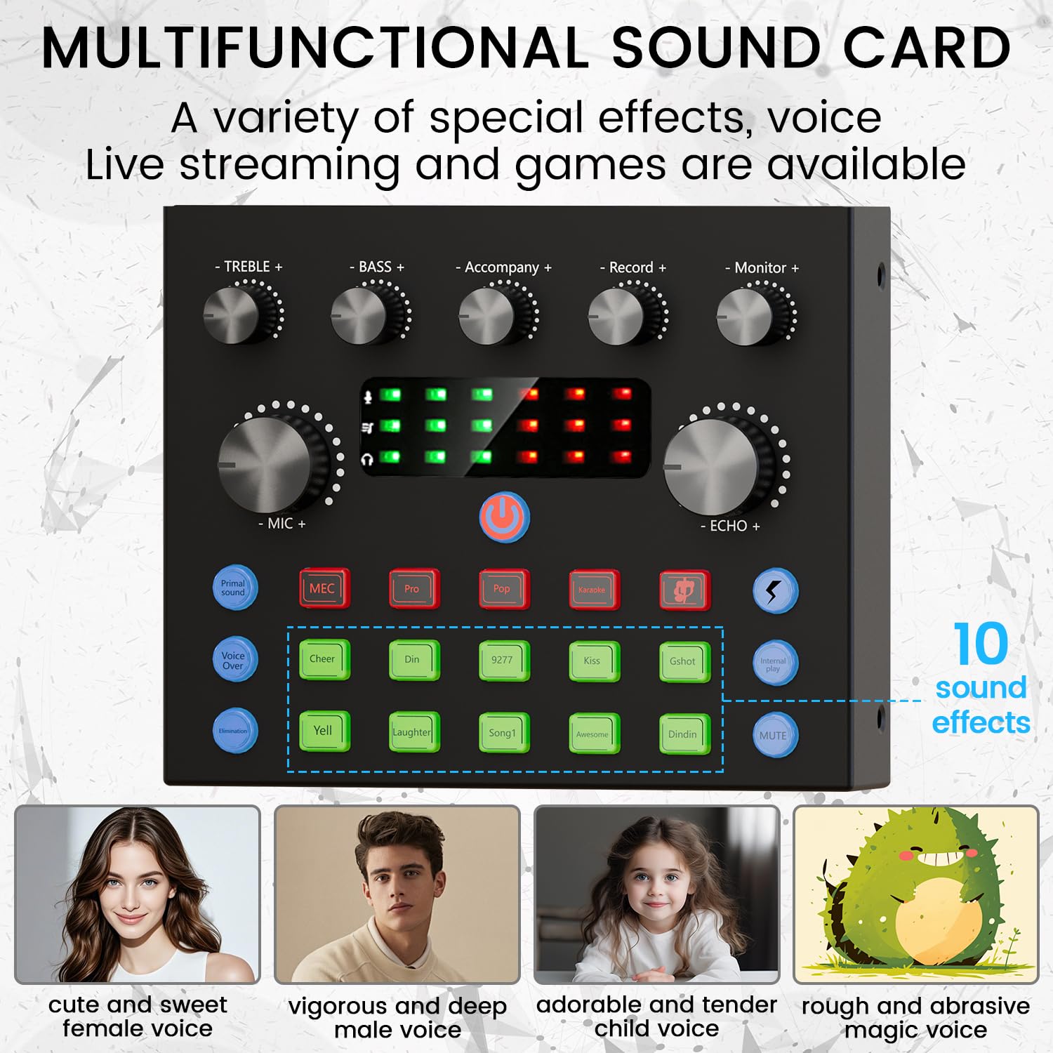 Podcast Equipment Bundle, Recording Studio Package with Podcast Microphone and Voice Changer, Live Sound Card - Audio Interface for Laptop Computer Vlog Living Broadcast Live Streaming YouTube TikTok