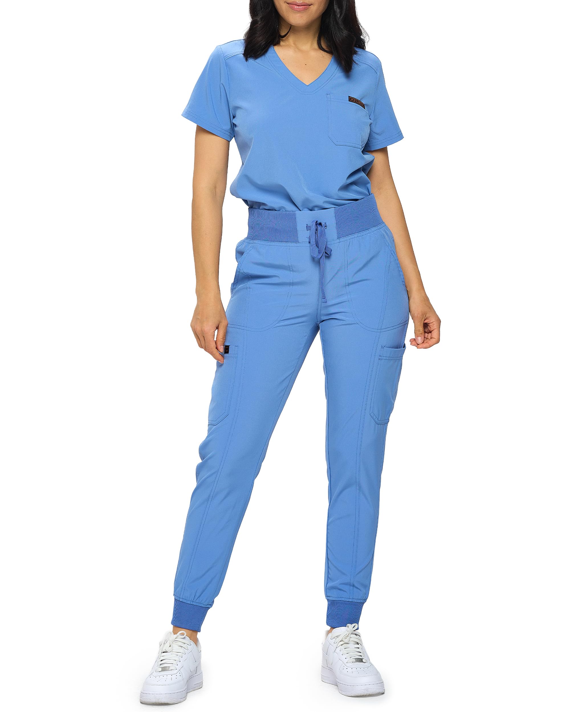 Slim Fit Stretchy Scrubs Womens Jogger Scrub Set Slim Jogger Scrubs with Tuck-In Top for Women
