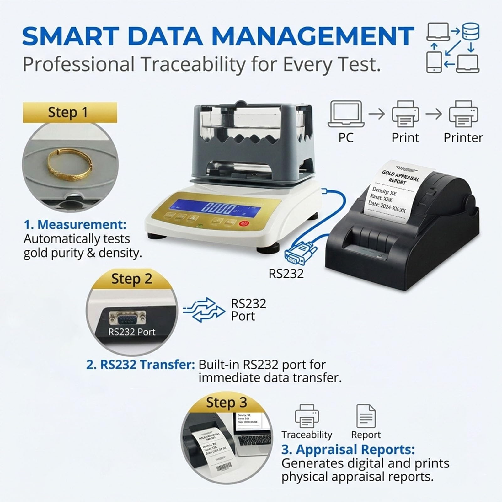 Goldgehalt Prüfgerät Laborqualität 0.01g-0.001g Edelmetall Analysegerät Hochpräzise Elektronisches Dichtemessgerät Für Professionelle Schmuckexpertise(0.01g/600g)